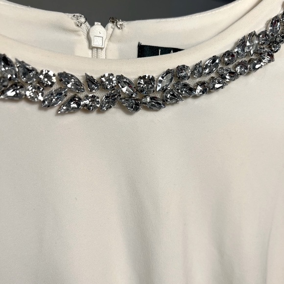 Lauren Ralph Lauren Winter White Rhinestones necklace Dress US 12 - Picture 5 of 6